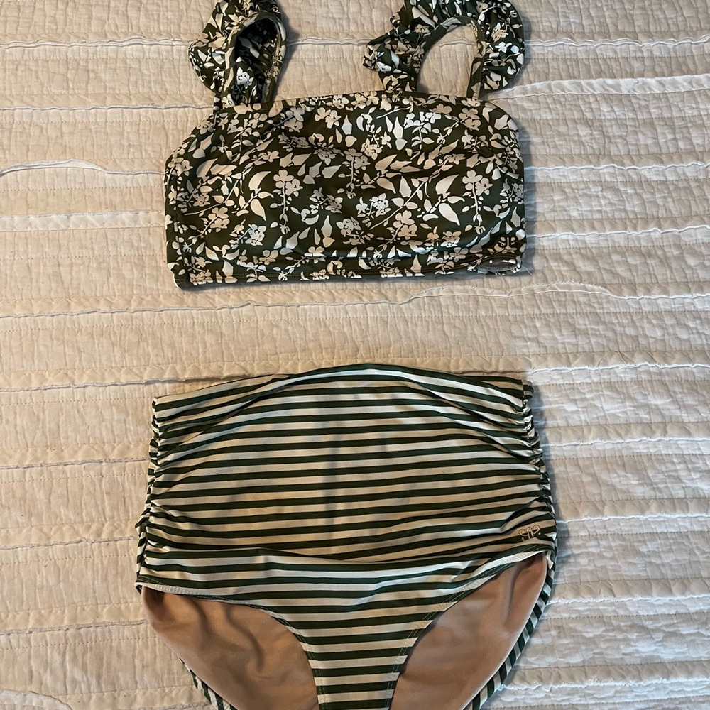 Albion sage green and white bikini